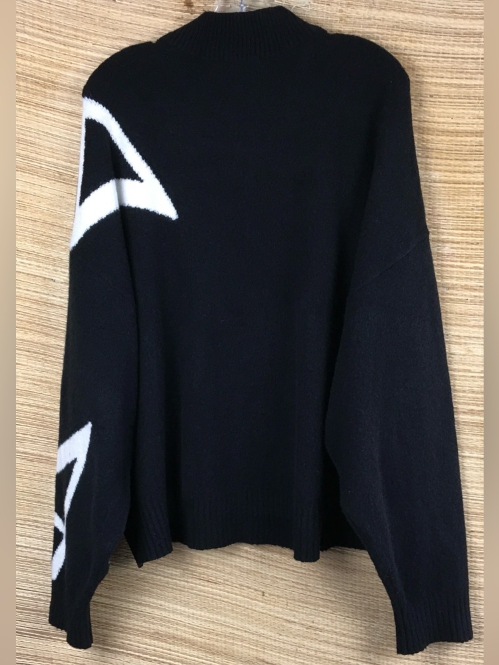 Allsaints Graphic Logo Jacquard Knit Mock Neck Sweater Black White Size L - Picture 9 of 15